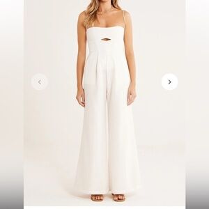 NWT Rumer Aura White Wide Leg Spaghetti Strap Cotton Cutout Jumpsuit Size Small